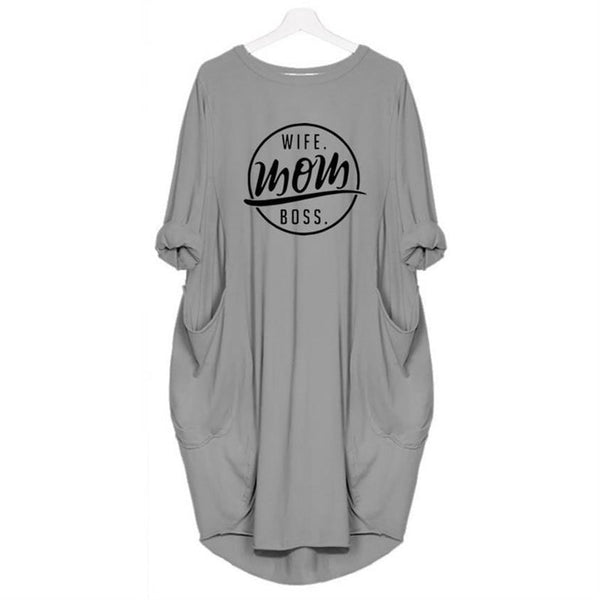 MOM Boss T-Shirt Dress  with Pockets