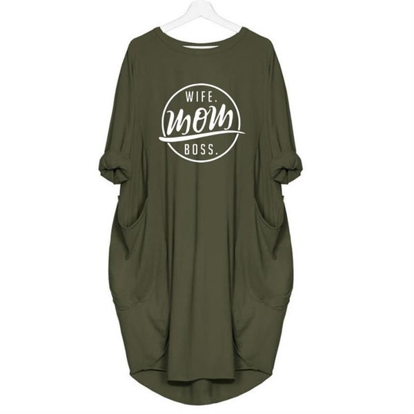 MOM Boss T-Shirt Dress  with Pockets