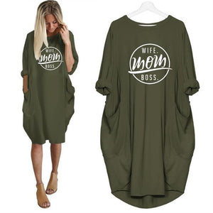 MOM Boss T-Shirt Dress  with Pockets
