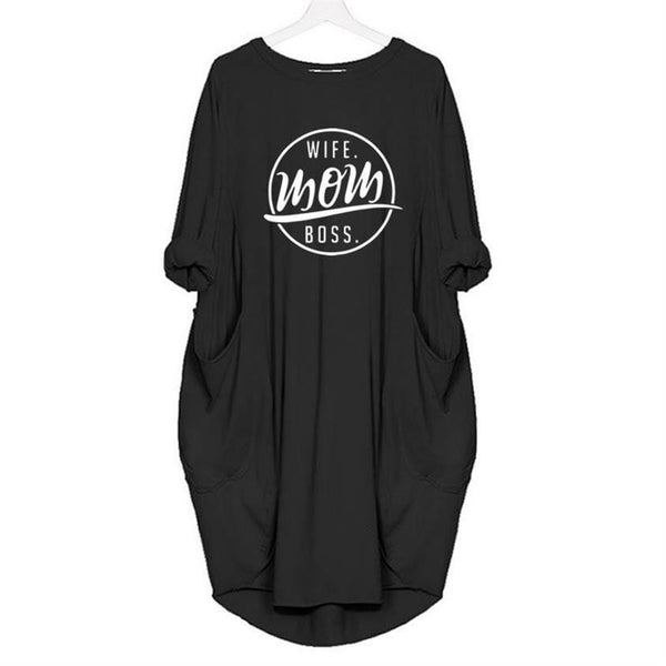 MOM Boss T-Shirt Dress  with Pockets